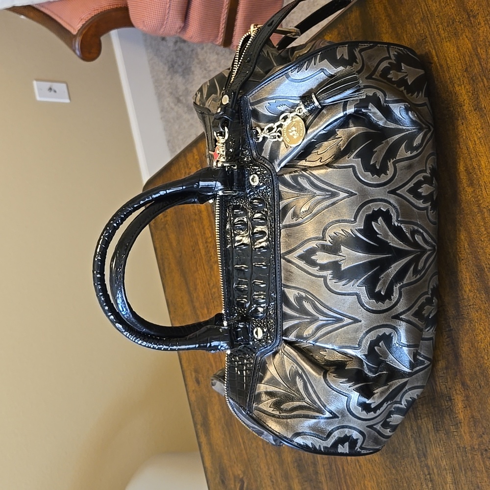 BRAHMIN large tote black/grey